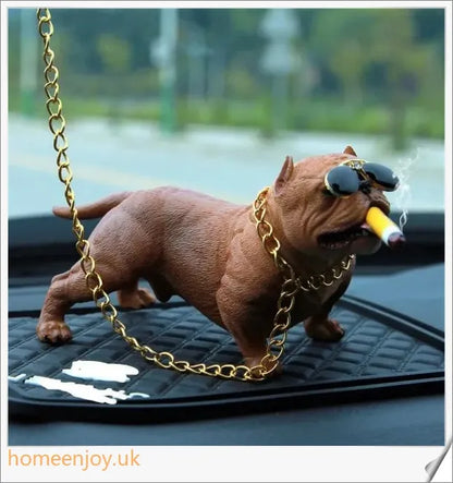Lifelike and detailed American Bully dog dashboard decor, made with premium materials for a stylish car interior accessory