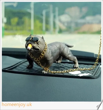 Lifelike and detailed American Bully dog dashboard decor, made with premium materials for a stylish car interior accessory