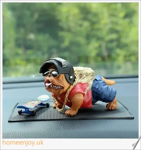 Lifelike and detailed American Bully dog dashboard decor, made with premium materials for a stylish car interior accessory