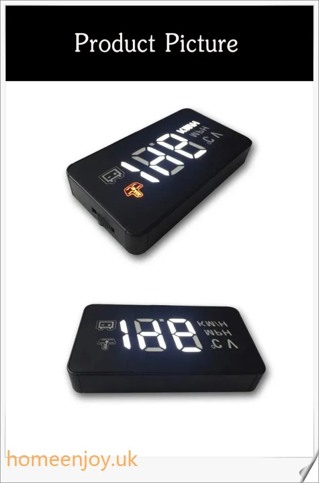 A compact, high-quality car heads up display device designed for British drivers to keep their eyes on the road