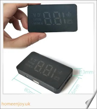 A compact, high-quality car heads up display device designed for British drivers to keep their eyes on the road