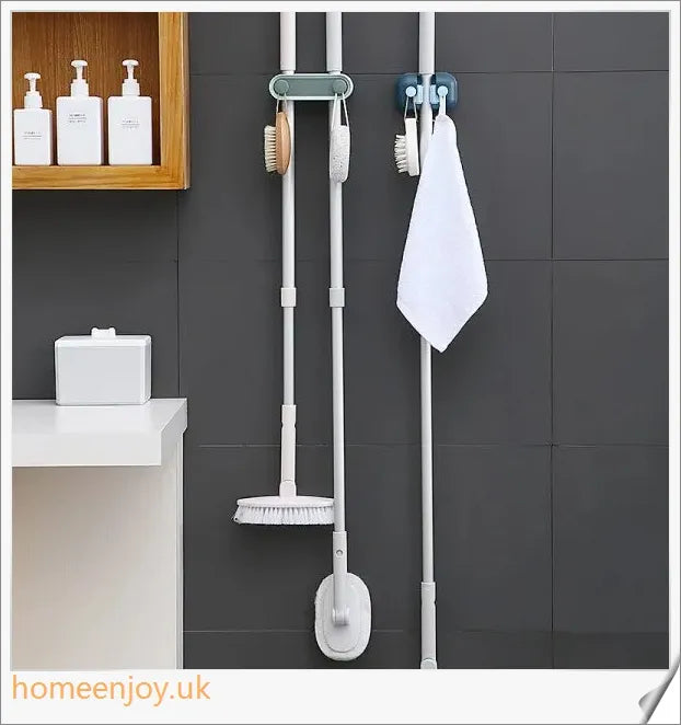 Double-Button Mop Clip for Effortless Bathroom Cleaning and Organising