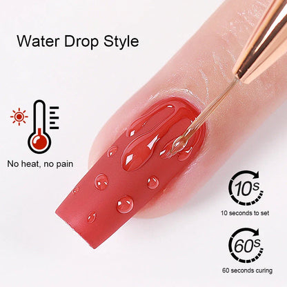 Close-up of nails with clear water drop wave gel, showcasing a sophisticated and unique nail art design