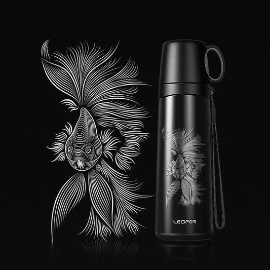 Premium business thermos with cup, made of stainless steel for long-lasting temperature retention and durable construction.