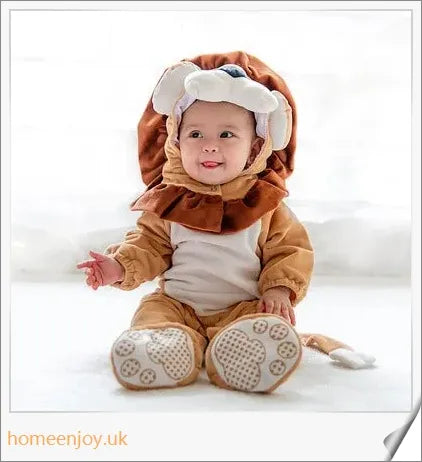 Adorable baby wearing a Halloween-themed animal jumpsuit with a cosy, comfortable design
