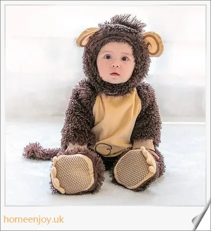 Adorable baby wearing a Halloween-themed animal jumpsuit with a cosy, comfortable design