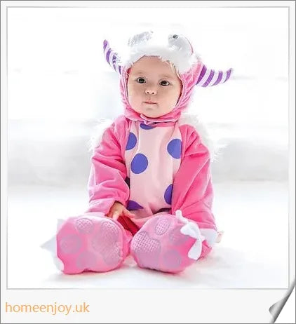 Adorable baby wearing a Halloween-themed animal jumpsuit with a cosy, comfortable design