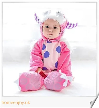 Adorable baby wearing a Halloween-themed animal jumpsuit with a cosy, comfortable design