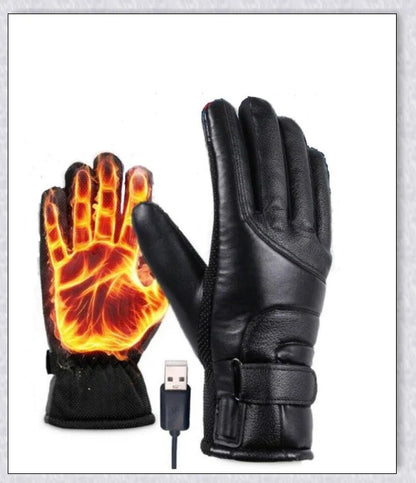Heated gloves made from water-resistant PU material with soft coral fleece lining for warmth and comfort