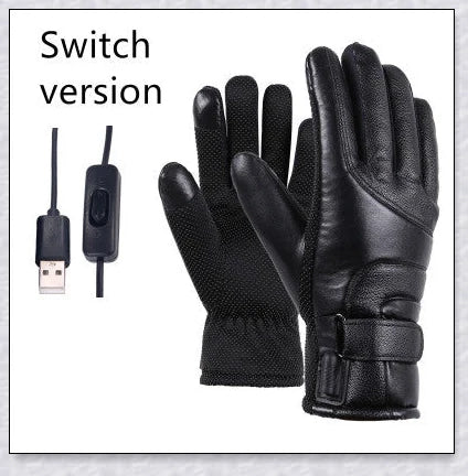 Heated gloves made from water-resistant PU material with soft coral fleece lining for warmth and comfort