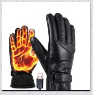 Heated gloves made from water-resistant PU material with soft coral fleece lining for warmth and comfort
