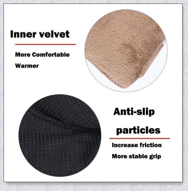 Heated gloves made from water-resistant PU material with soft coral fleece lining for warmth and comfort