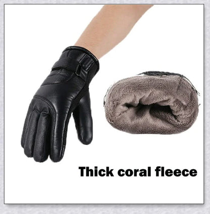 Heated gloves made from water-resistant PU material with soft coral fleece lining for warmth and comfort