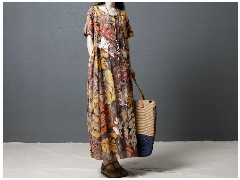 Homeenjoy_UK Elegant Cotton and Linen Long Dress