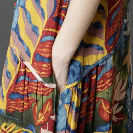 Cotton and linen long dress in a soft, flowing A-line silhouette for timeless elegance