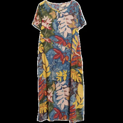 Cotton and linen long dress in a soft, flowing A-line silhouette for timeless elegance