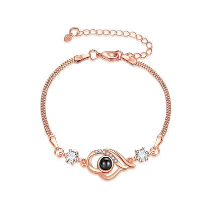 Custom bracelet with minimalist geometric design in rose gold or platinum finish, a thoughtful gift for girlfriends, couples, and students