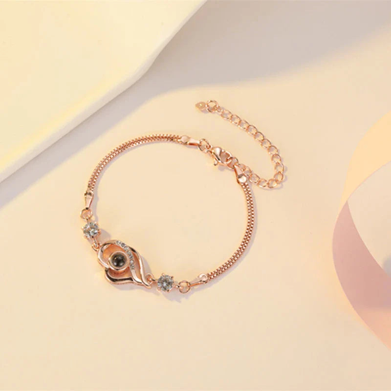 Custom bracelet with minimalist geometric design in rose gold or platinum finish, a thoughtful gift for girlfriends, couples, and students