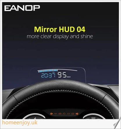 Eanop Hud Mirror 04 Car Head Up Display with OBD2 connection, windshield speed projection, and security alerts