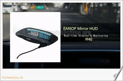 Eanop Hud Mirror 04 Car Head Up Display with OBD2 connection, windshield speed projection, and security alerts