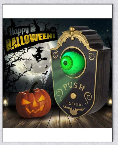 Halloween One-Eyed Doorbell with a movable, lighted eyeball that delivers spooky greetings