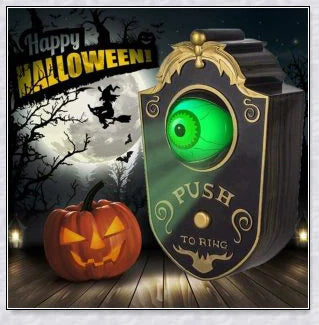 Halloween One-Eyed Doorbell with a movable, lighted eyeball that delivers spooky greetings