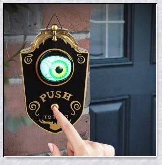 Halloween One-Eyed Doorbell with a movable, lighted eyeball that delivers spooky greetings