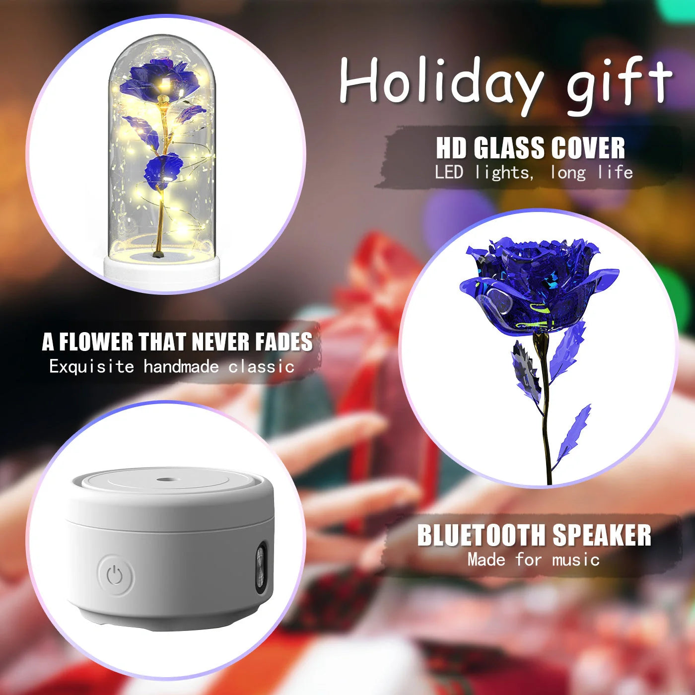 Elegant rose-themed LED light and Bluetooth speaker for romantic ambience and immersive audio experiences