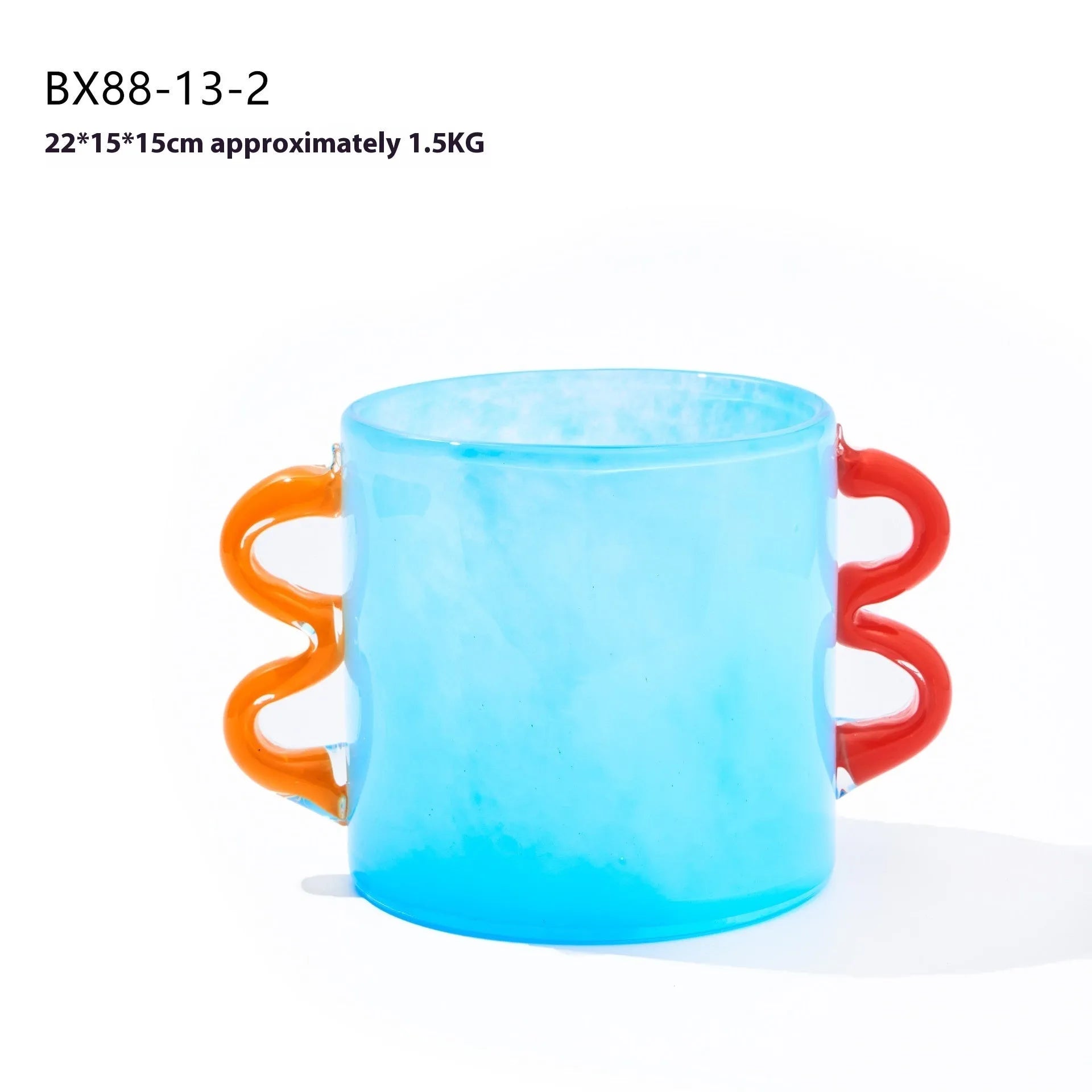 Handmade straight glass vase with a gradient colour effect and polished surface in a Nordic modern style.
