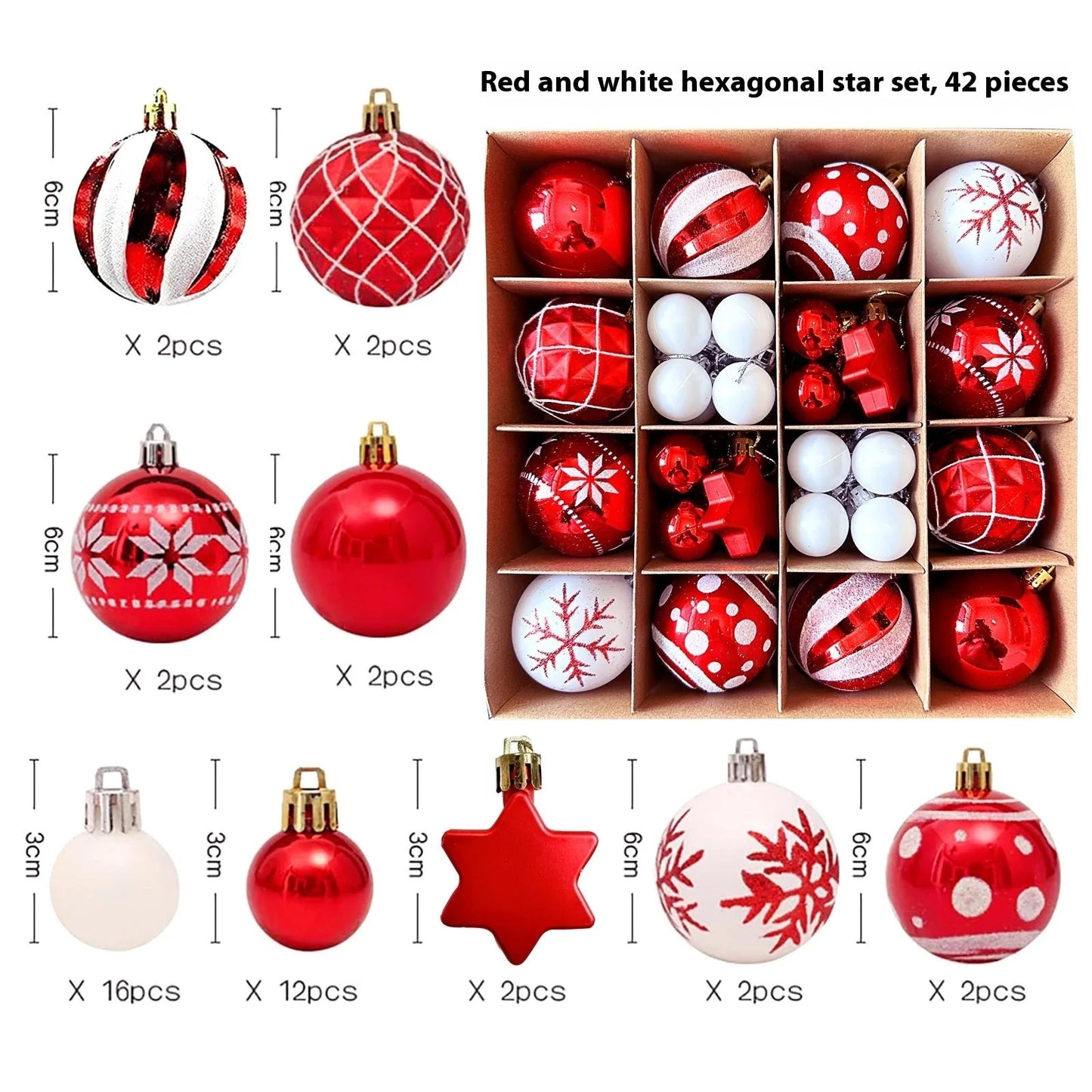 Christmas decoration pendant set with electroplated balls and painted gifts in cowhide presentation box