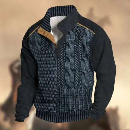 Men's printed buckle pullover sweater in polyester fibre, leisure style, sizes S to 5XL