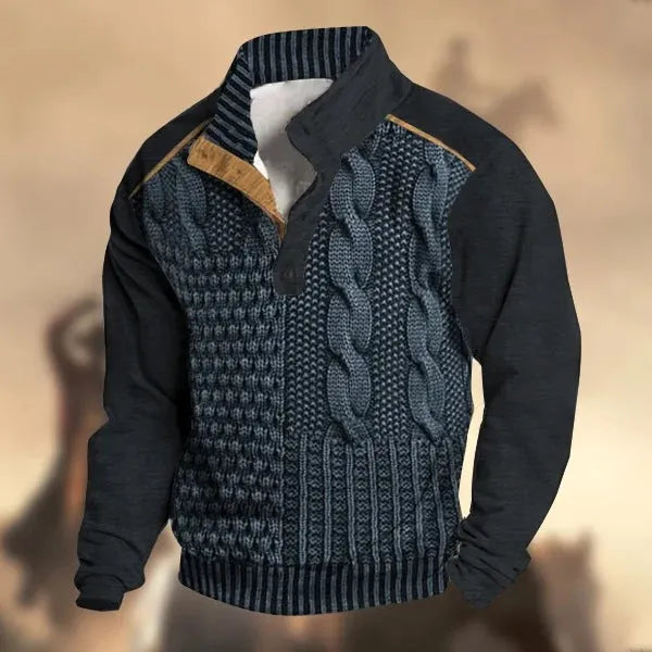 Men's Printed Buckle Sweater Pullover in Polyester Fibre with Digital Printing, Sizes S to 5XL, Leisure Wear, European and American Style, Autumn Winter