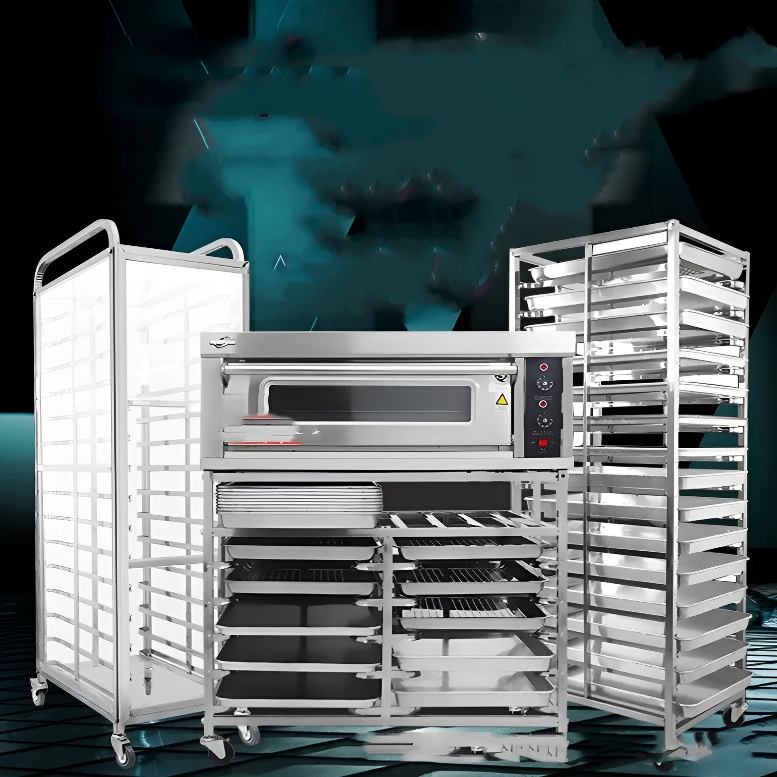 Stainless steel six-layer baking tray rack with a 40x60cm frame for commercial kitchen storage.