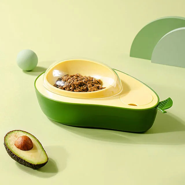 Avocado shaped automatic pet water dispenser and food bowl for cats with slow feeder option