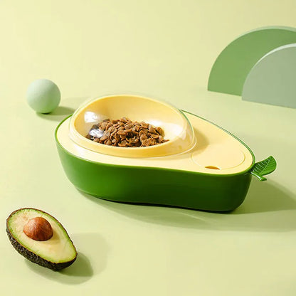 Avocado shaped automatic pet water dispenser and food bowl for cats with slow feeder option