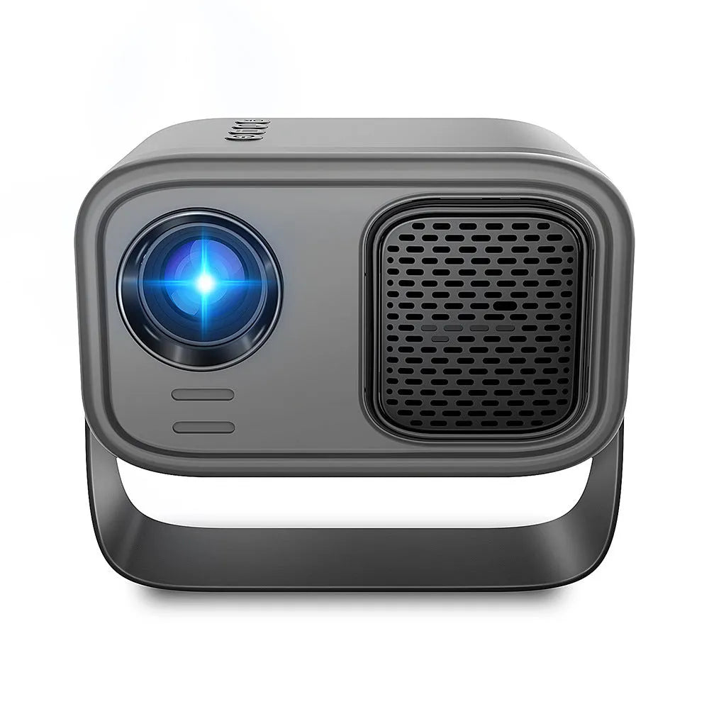 Black portable smart projector with Android system and remote control for HD presentations