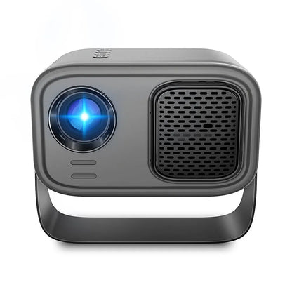 Black portable smart projector with Android system and remote control for HD presentations
