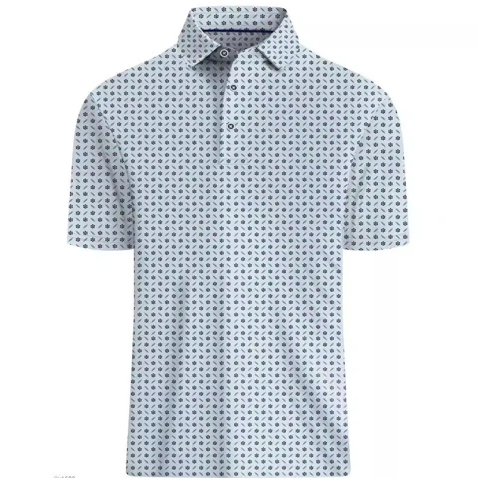 Men's short sleeve t-shirt with 3D printed pattern and silver zip decorations on polyester mesh fabric