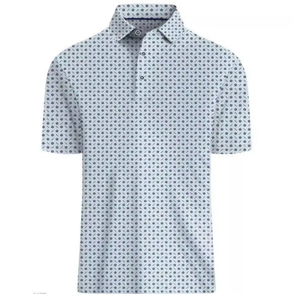 Men's short sleeve t-shirt with 3D printed pattern and silver zip decorations on polyester mesh fabric