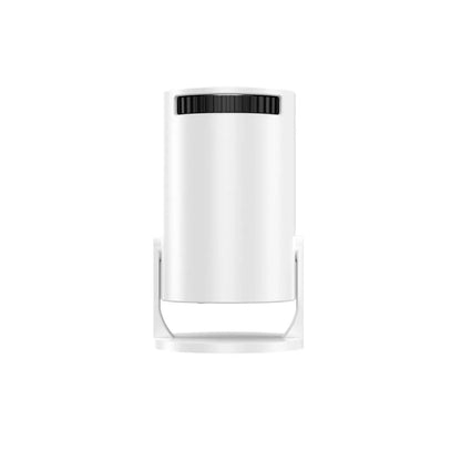White mini wireless portable projector showing 1080p HD resolution display with wireless connectivity