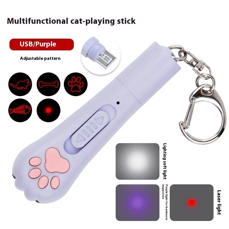Infrared cat laser teasing stick with five patterns including cat footprints design