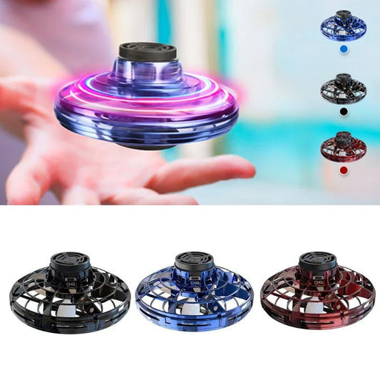 Mini Fingertip Gyro Interactive Decompression Toy Drone with LED UFO-style lighting and helicopter design for high-flying fun