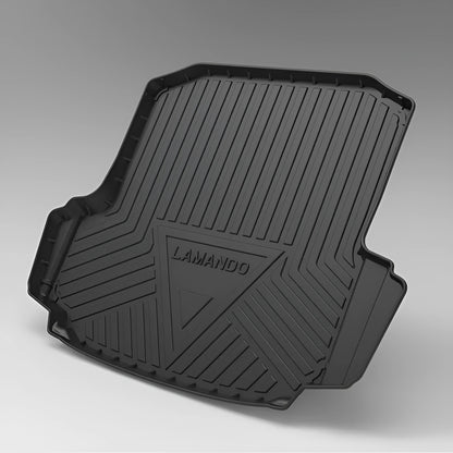 Black carbon fibre pattern tailored car boot liner mat fitted in an estate vehicle