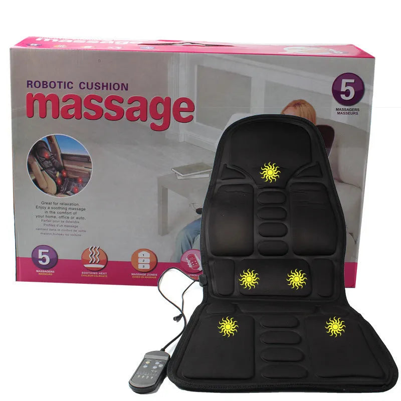 Black heating massage mat with infrared physiotherapy function and AC power plug