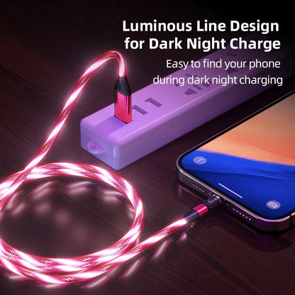 540 Rotate Luminous Magnetic Cable with LED lights and fast charging