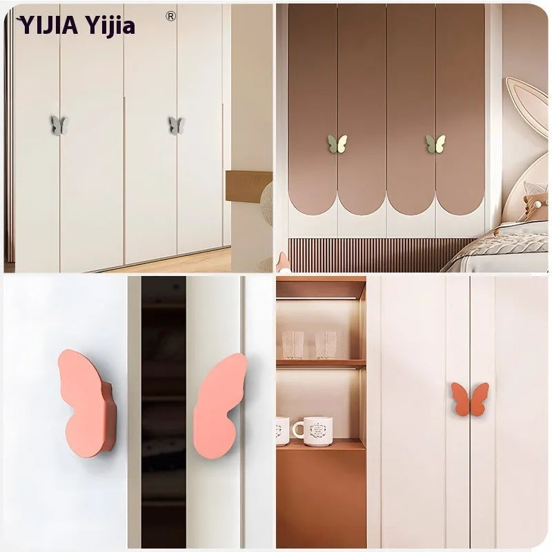 Butterfly cartoon cabinet door handle in multiple colours for children's room furniture