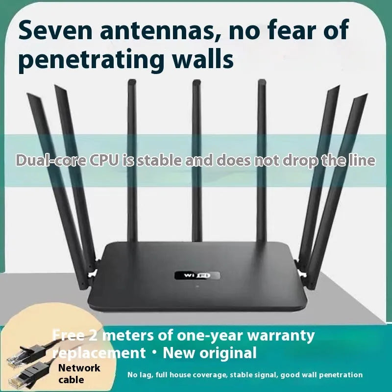 Black or white dual-frequency 5G router with either four or six antennas, dimensions 50x30x10cm