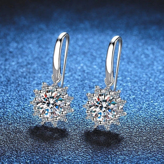 Elegant white gold sunflower stud earrings with a lustrous finish, a versatile accessory for the modern British woman
