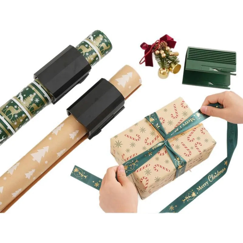 Plastic roll paper cutter in black, red, or green colours with injection-moulded construction