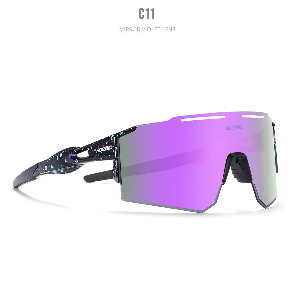 Polarised cycling sunglasses with frameless TR90 lightweight frame in sports design for athletic activities